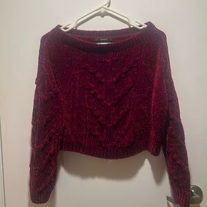 Red maroon crop sweater